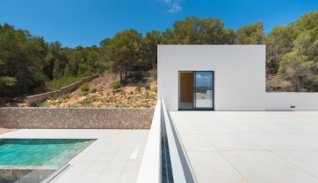 Resa Estates Ibiza for sale newbuilt villa Roca Llisa luxury elevator exterior campo.jpg